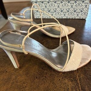 A. Marinelli Cream Strappy Heels